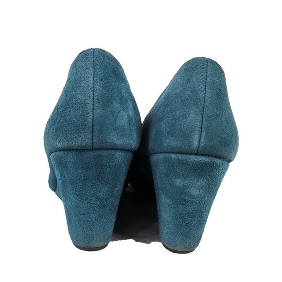 Merona Faux Suede Wedges Teal 9.5 - Picture 4 of 8